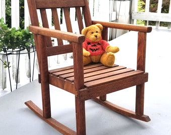 Primitive Child's Rocking Chair Vintage Handmade Mission Style