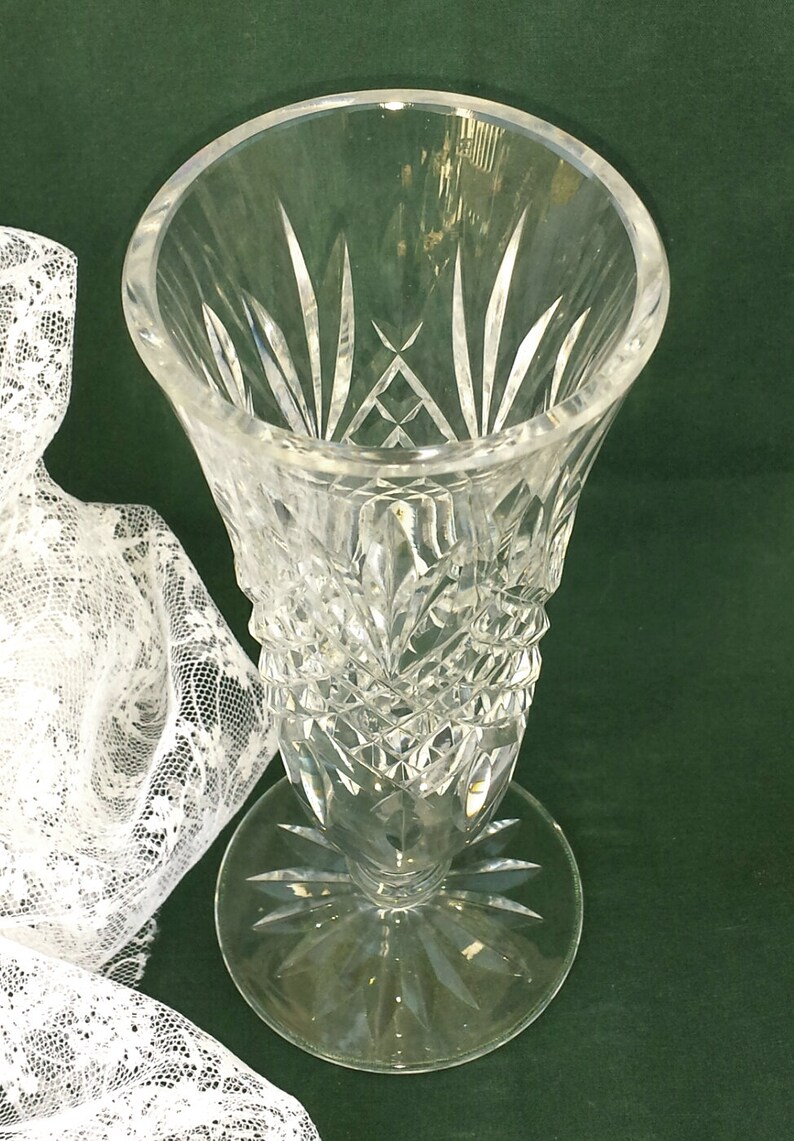 Cut Glass Bud Vase Signed Waterford Footed Tapered Lead Etsy
