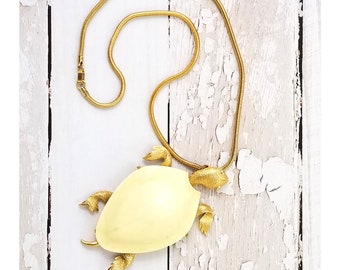 Turtle Necklace Vintage Articulated Sea Turtle Pendant with Chain