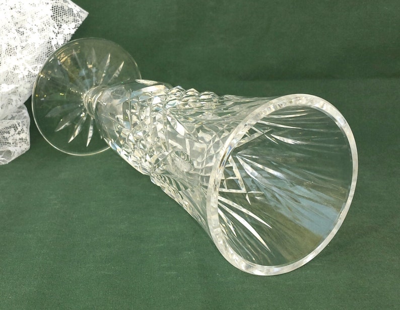 Cut Glass Bud Vase Signed Waterford Footed Tapered Lead Etsy