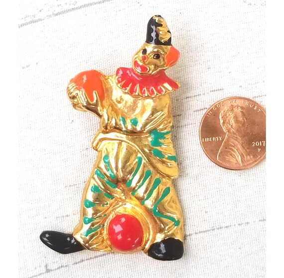 Broche Clown Multicolore émaillé – Ton Or – Neuf Sans Emballage – Bijou Fantaisie
