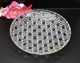 Cane Pattern Plates, Five Available, Vintage Pressed Glass Dishes