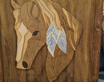 Mosaic horse head, Blossom, SVG, Laser file, Digital file, glowforge