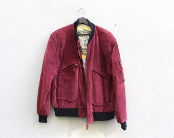 Vintage Dark Red Suede Leather Jacket