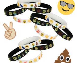 10 Count - Emoji Birthday Party Favor Bracelets / Emoji Birthday / Emoji Party / Emoji Invites / Emoji Invitation / Emoji Party Favors