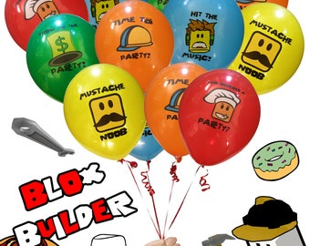 20 Pack - Pro Blox Builder Miner Video Game Truck Birthday Party Balloons - Great Supplies Favors Goody Loot Bags Decorations Decor