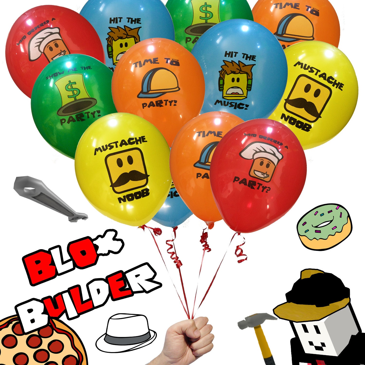 Roblox Noob Pinata (Bacon Hair)  Garaje para coches, Decoraciones de  globos para fiesta, Dibujos animados bonitos