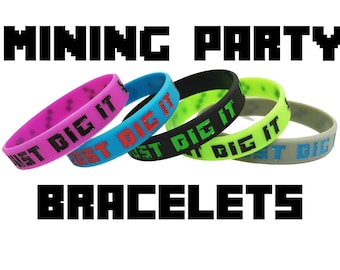 15 Pack Miner Birthday Bracelets, Video Game Party Favors, Video Game Birthday, Video Game Decor, Video Game Birthday Invitation Goodie Bags