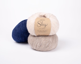 Drops Sky, lana de alpaca, lana de alpaca bebé y merino súper suave y ligera, lujoso hilo de alpaca