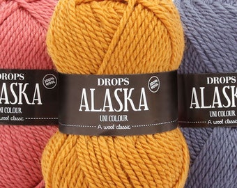 Drops alaska, gouttes de laine, 10 plis de laine de poids peigné aran, fil non traité, gouttes de fil pour chapeau pulls mitaines fil à tricoter, pure laine