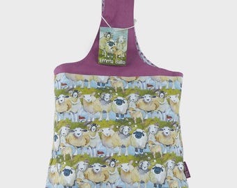 Emma Ball Felted Sheep Large Wrist Bag, Knitting and Crochet Project Bag with Pocket
