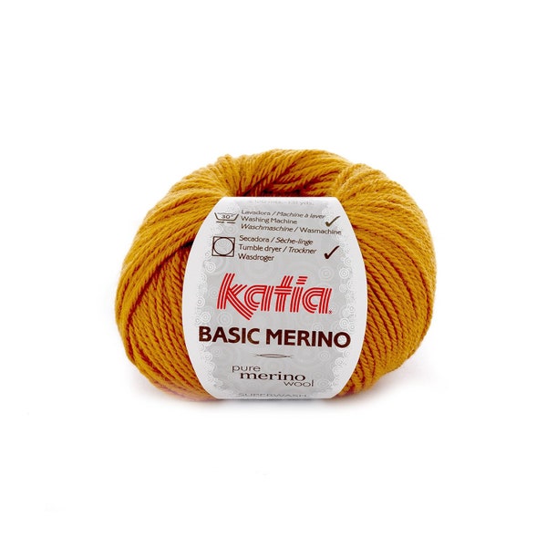Fine weight merino yarn,  fine soft superwash merino wool, Katia Basic Merino, sport weight yarn, 50 g - 120 m