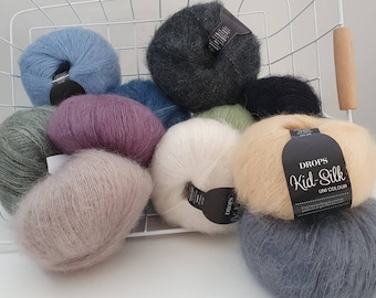 Drops Kid Silk, lace weight yarn, mohair and silk, super kid mohair, kid silk mohair