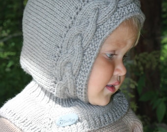 Knit baby balaclava, knit cowl, wool cape, balaclava hat, wool baby hat, knit baby pixie hat, knit baby bonnet, pixie bonnet, winter hat