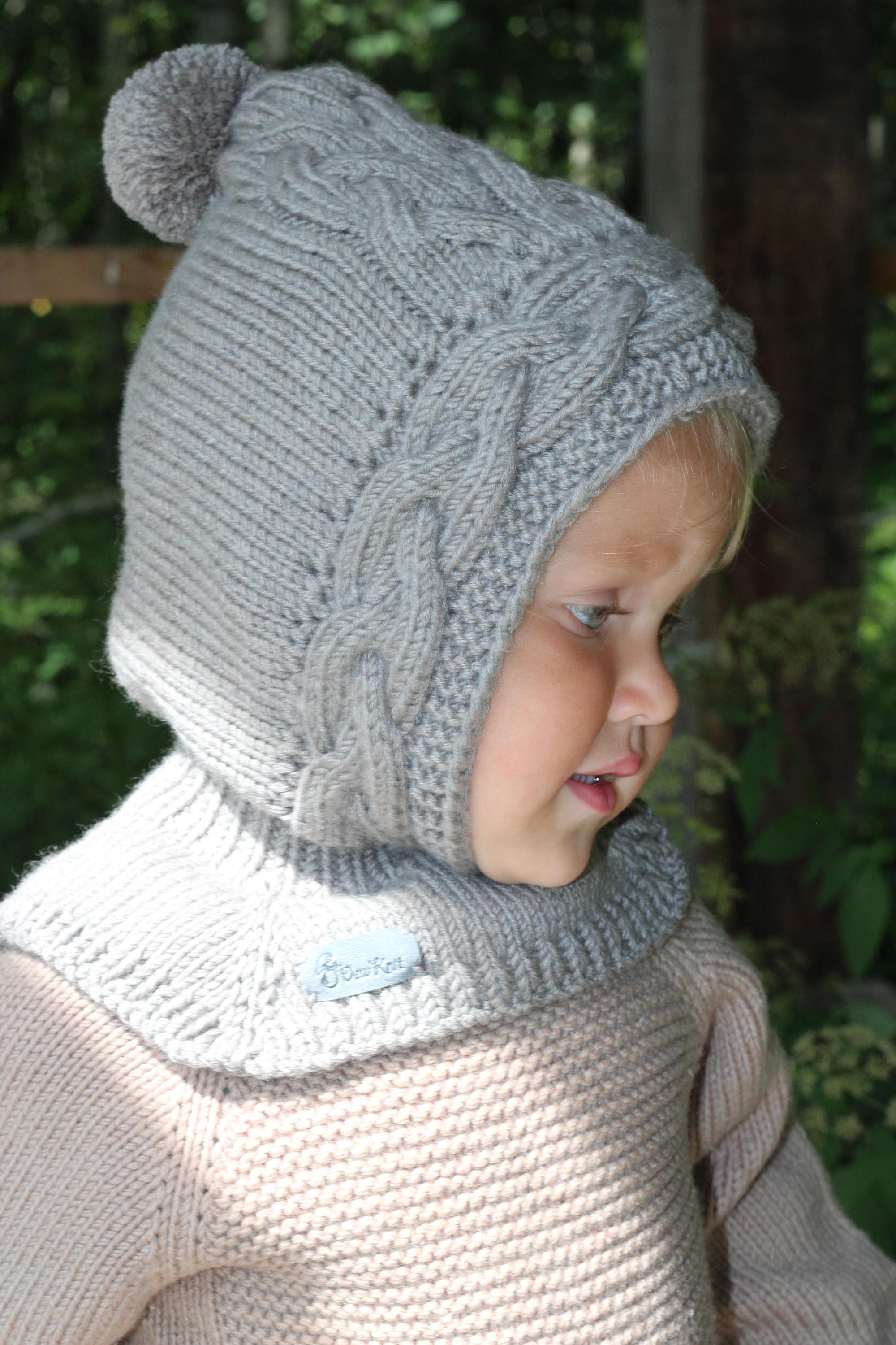 Passamontagna per bambini in maglia, cappuccio in maglia, mantello di lana,  cappello passamontagna, cappello per bambini in lana, cappello da folletto  in maglia, cuffia per bambini in maglia, cuffia per folletti, cappello