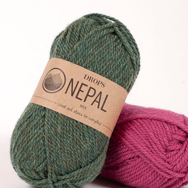 Drops Nepal, fil de tous les jours, fil d'alpaga et de laine, laine peignée aran 10 fils, grosse laine, fil à feutrer, laine à feutrer, laine douce épaisse