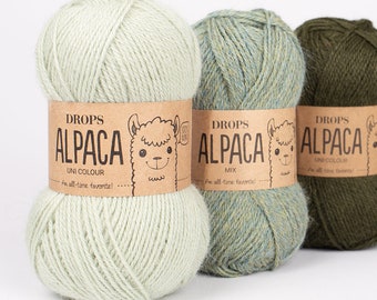 Drops Alpaca wool yarn, superfine alpaca knitting wool for winter knitwear, pure peruvian alpaca yarn, gift for knitting friend