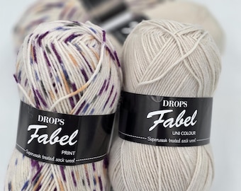 Drops Fabel Self Striping Sock Yarn, 4 Ply Fingering Wool
