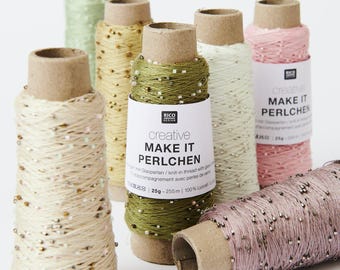 Rico Make It Perlchen 25 g - 225 m, decorative beaded thread for knitting crochet embellishment