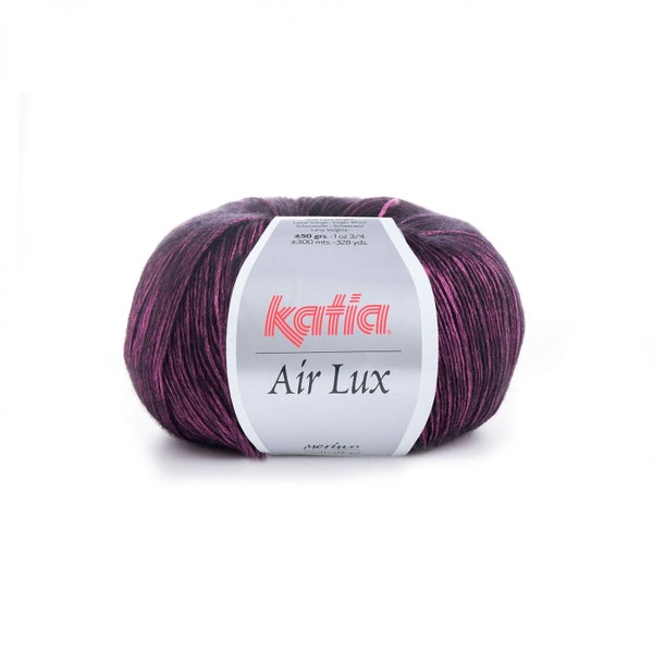 Katia Air Lux, laine mérinos extrafine et viscose, laine mérinos poids doigté, laine dentelle, laine mérinos métallisée, fil brillant