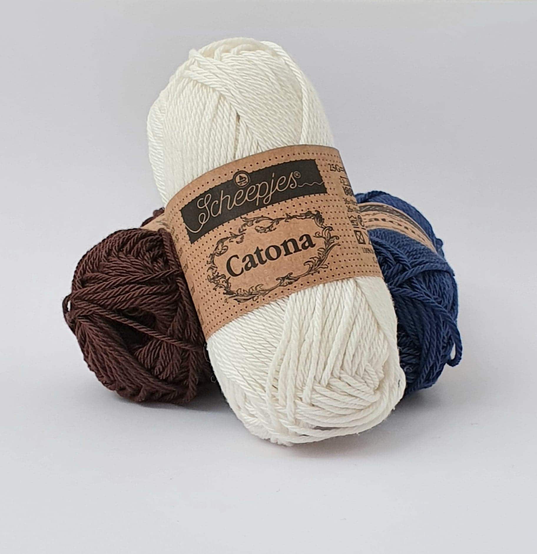 Catona Marron fil coton à tricoter, crocheter 50g pour les amigurumis,  vestes, pulls, foulard Scheepjes 157 root beer