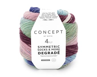 Self striping sock wool Katia Symmetric Sock & More Degrade, 100 g - 400 m,