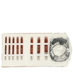 Interchangeable needle set KnitPro Cocoa, 13 cm wooden knitting needle tips and accessories