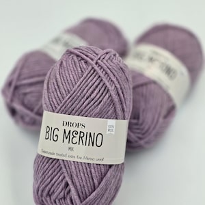 Filato merino Aran, filato di lana merino pettinato, lana merino extra fine superwash Drops Big Merino, lana morbida, filato Drops, lana merino Drops