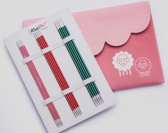 Juego de agujas de doble punta KnitPro Zing, agujas ligeras para calcetines, juego de agujas para calcetines, aguja para tejer calcetines, agujas en estuche