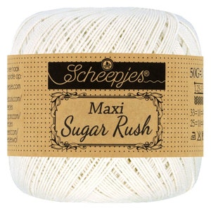 Scheepjes Maxi Sugar Rush, Mercerised Cotton, 87 colors, laceweight cotton, lacework yarn