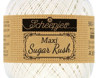 Scheepjes Maxi Sugar Rush, Mercerised Cotton, 87 colors, laceweight cotton, lacework yarn