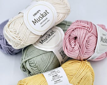 Drops Muskat, gemerceriseerd katoengaren, amigurumi-garen, kleurrijk katoen, Egyptisch katoen, zomergaren