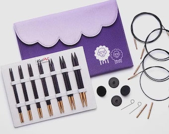 KnitPro Jadore Cubics Ergonomic Interchangeable Needle Set, Wooden Circular Knitting Needles 13cm