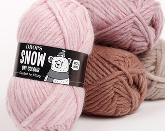 Drops Snow wool for felting, super bulky yarn, 50 g - 50 m, felting wool, winter yarn
