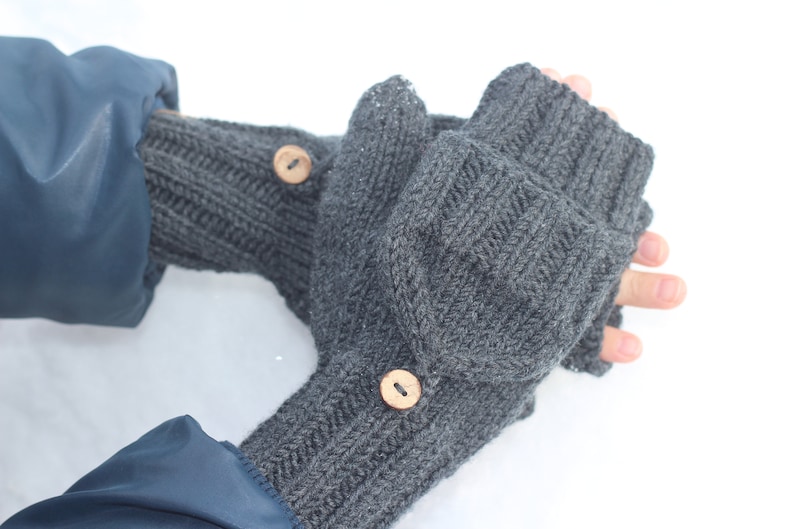 Knit Fingerless Gloves Convertible Mittens Fingerless Etsy