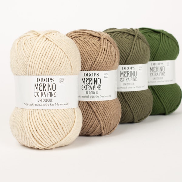 Drops Merino Extra Fine, laine mérinos extra fine traitée superwash, laine mérinos peignée 8 plis, fil à tricoter doux pour la peau, laine pour bébé