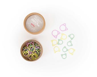 Cat stitch markers, 50 pcs, 3 different sizes, Katia round stitch markers for any knitting project