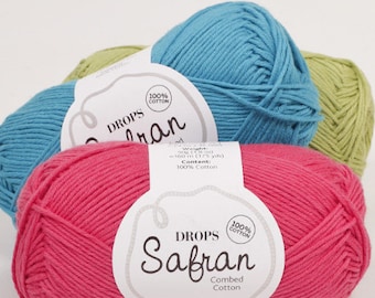 Drops Safran, Egyptian combed cotton, 5 ply sport weight cotton, Egyptian cotton fiber, soft cotton, knitting crocheting cotton, baby cotton