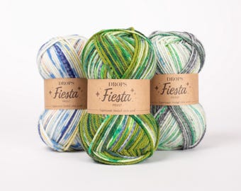 Superwash sock wool Drops Fiesta, 50 g - 110 m, colorful wool, hand dyed look yarn, yarn for socks, sweater, hats