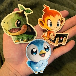 Gen 4 Sinnoh stickers | Cute | Turtwig, Chimchar, Piplup