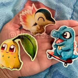 Gen 2 Johto stickers | Cute | Chikorita, Cyndaquil, Totodile