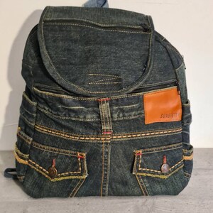 UNIKAT Grosser Jeansrucksack, Upcycling, Rucksack,Jeans,Recyclingjeans, nachhaltig, individuell handgefertigt Bild 3