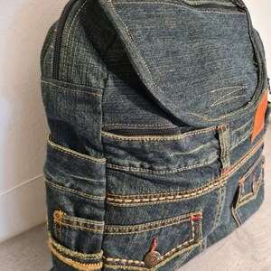 UNIKAT Grosser Jeansrucksack, Upcycling, Rucksack,Jeans,Recyclingjeans, nachhaltig, individuell handgefertigt Bild 2