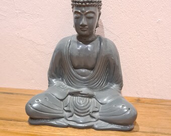 Buddha, sitzender Buddha, Skulptur, Statue, Happybuddha, Yoga, Meditation, Feng Shui, graufinish