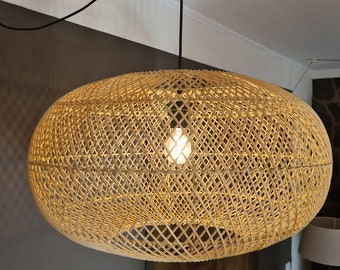 Grosser Design Lampenschirm "Uluwatu" aus Rattan, Deckenleuchte, Bohostyle, Boholook, handgefertigt