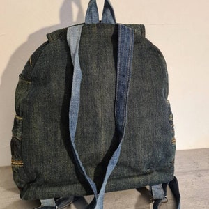 UNIKAT Grosser Jeansrucksack, Upcycling, Rucksack,Jeans,Recyclingjeans, nachhaltig, individuell handgefertigt Bild 6