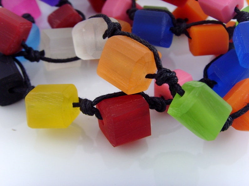 Endless chain, Square, colourful, synthetic resin, cubes, boho look, boho style, hippie look, an all-rounder image 3