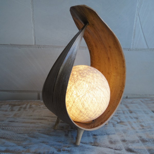 1 Stück Design Palmenblattlampe "UBUD", natur,  LED Lichterkette, natur,Holz, Palmblatt,Lichtkugel,Designleuchte,Ambienteleuchte