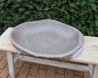 XXXL bird bath, bird bath, feeding bowl dog, cat, bathing bowl, solid natural stone, river stone, robust, garden decoration #413