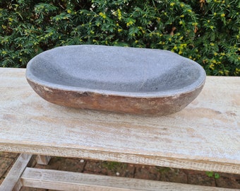 Bird bath, bird feeder, dog feeder, cat feeder, bathing bowl, solid natural stone, river stone, robust, garden decoration #421